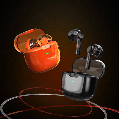 Recci REP-W50 Şeffaf Tasarım Hi-Fi Ses Kaliteli Bluetooth v5.3 Amber Serisi Kulak İçi Kulaklık Siyah