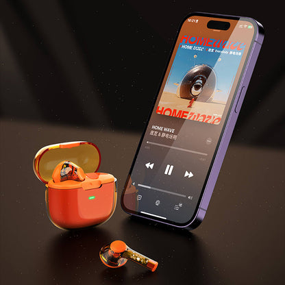 Recci REP-W50 Şeffaf Tasarım Hi-Fi Ses Kaliteli Bluetooth v5.3 Amber Serisi Kulak İçi Kulaklık Turuncu