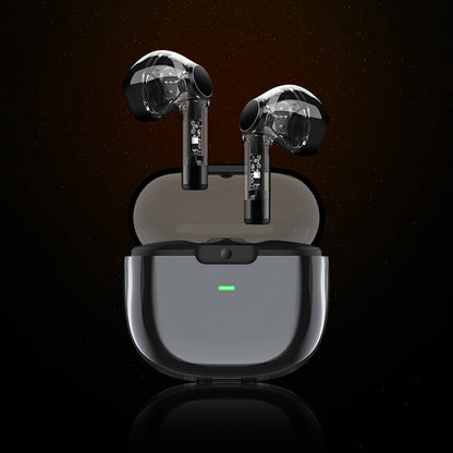 Recci REP-W50 Şeffaf Tasarım Hi-Fi Ses Kaliteli Bluetooth v5.3 Amber Serisi Kulak İçi Kulaklık Siyah