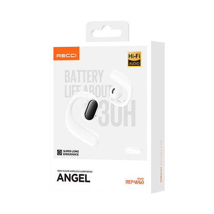 Recci REP-W60 Angel Serisi Dijital LED Göstergeli Hi-Fi Ses Kaliteli TWS Kulak İçi Bluetooth v5.3 Kulaklık Beyaz