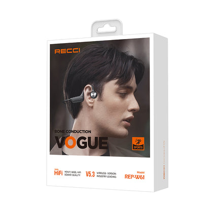 Recci REP-W61 Vogue Serisi Hi-Fi HD Ses Kaliteli Kemik İletimi Kulak Üstü Bluetooth Kulaklık Siyah
