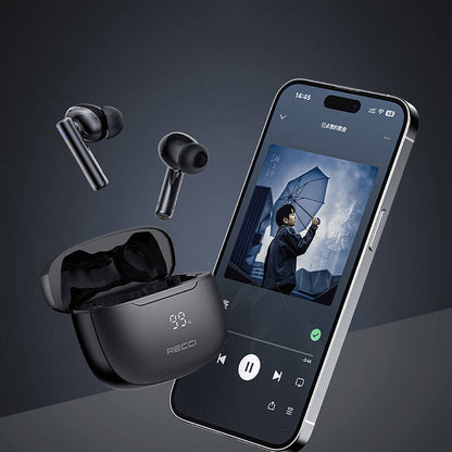 Recci REP-W77 Warrior Serisi ANC Özellikli TWS Kulak İçi Bluetooth v5.3 Kulaklık Siyah