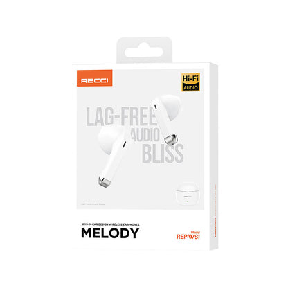 Recci REP-W81 Melody Serisi Hi-Fi Ses Kaliteli TWS Kulak İçi Bluetooth v5.3 Kulaklık Beyaz