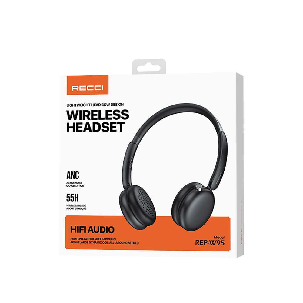 Recci REP-W95 ANC/ENC Özellikli Hi-Fi Ses Kaliteli Kulak Üstü Bluetooth v5.3 Kulaklık Siyah