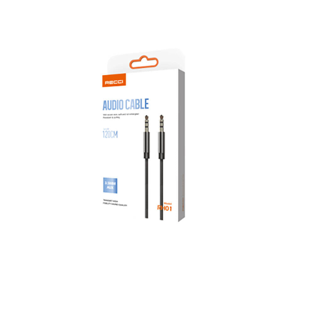 Recci RH01 3.5mm to 3.5mm AUX Audio Kablo Siyah