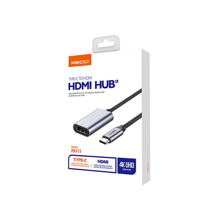 Recci RH11 HDMI to Type-C Dönüştürücü Kablo Gri