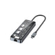 Recci RH17 Type-C to Type-C PD100W + USB3.0 + HDMI + Type-C + RJ45 Bağlantılı 6in1 Hub Gri