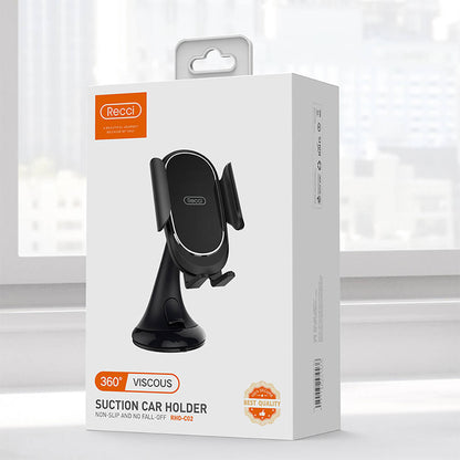 Recci RHO-C02 360 Derece Dönebilen Vakumlu Tasarım Araç Telefon Tutucu Siyah