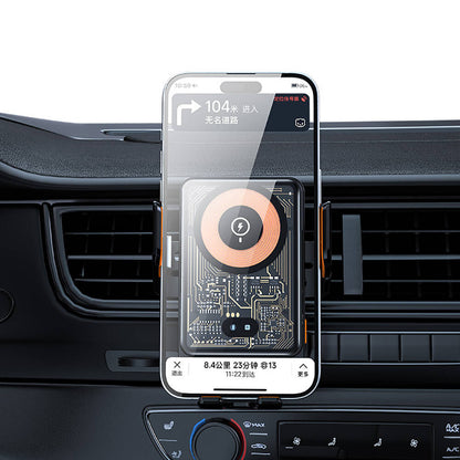 Recci RHO-C38 Mars Serisi M-safe Şarj Özellikli Mavi Işık Göstergeli Araç Telefon Tutucu Siyah