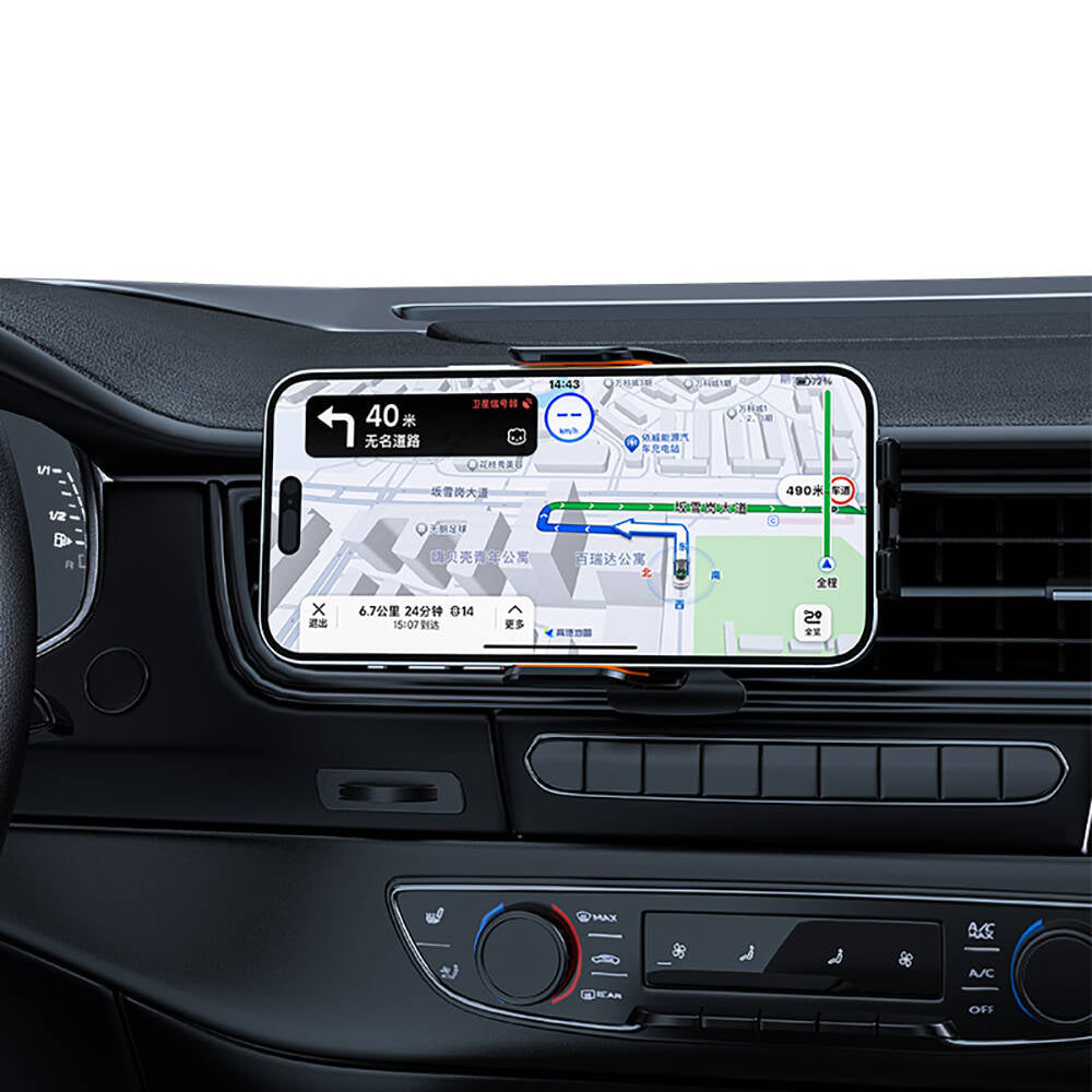 Recci RHO-C38 Mars Serisi M-safe Şarj Özellikli Mavi Işık Göstergeli Araç Telefon Tutucu Siyah