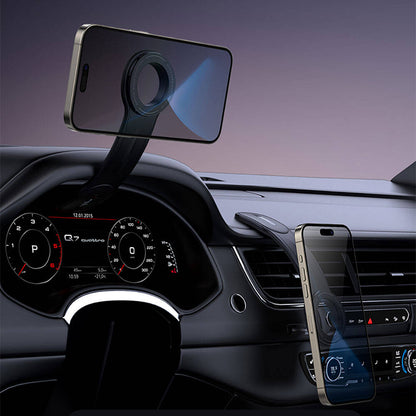 Recci RHO-C40 Magnetik M-safe Uyumlu Bükülebilen Eğimli ve Düz Zemin Araç Telefon Tutucu Siyah