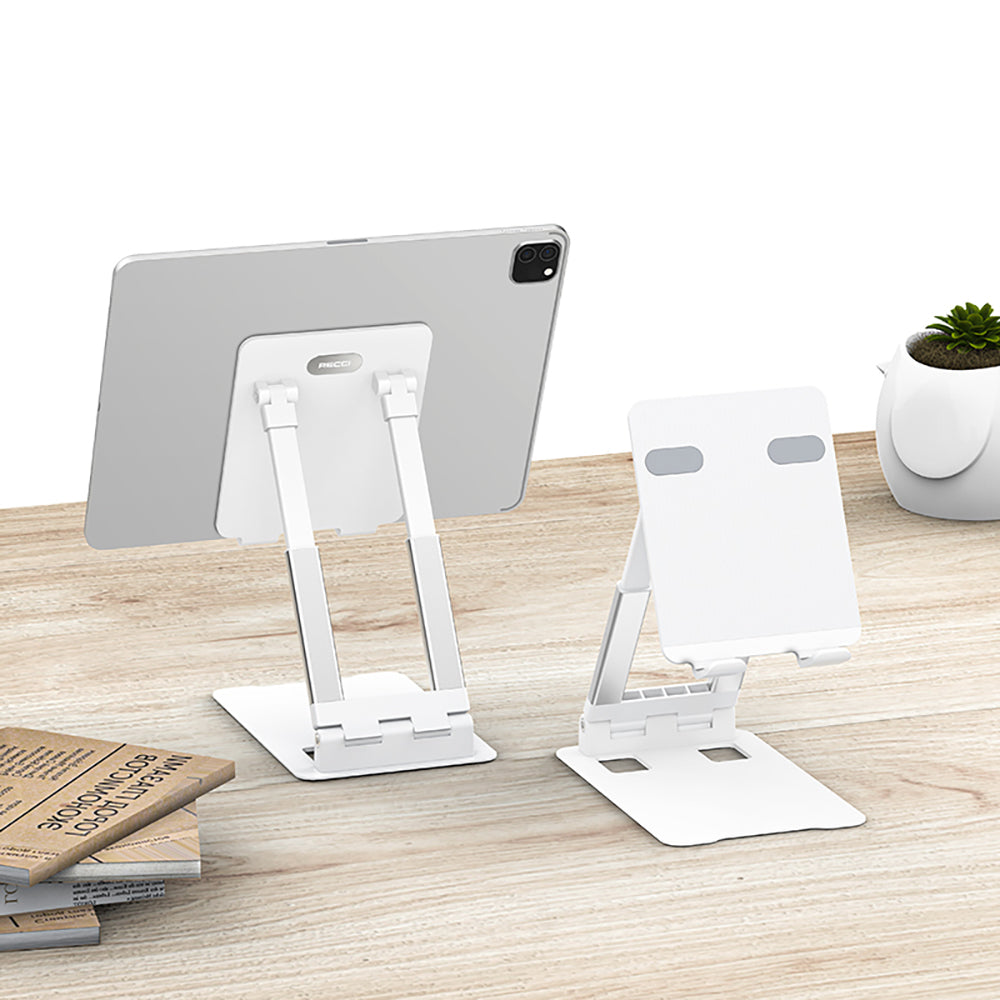 Recci RHO-M08 Ayarlanabilir Katlanabilir 90 Derece Dönebilen Telefon ve Tablet Standı Beyaz