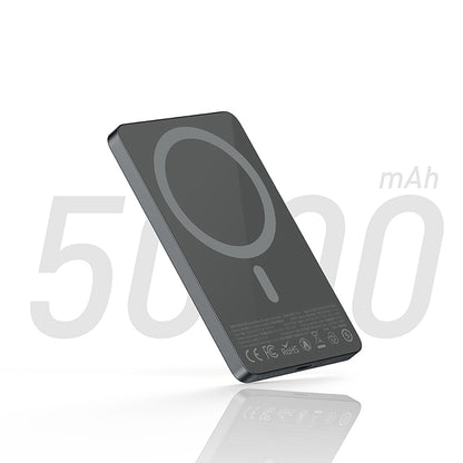 Recci RP33 PD 20W Ultra İnce Led Göstergeli Hızlı Şarj Özellikli Wireless Powerbank 15W 5000mAh Gri