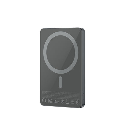 Recci RP33 PD 20W Ultra İnce Led Göstergeli Hızlı Şarj Özellikli Wireless Powerbank 15W 5000mAh Gri