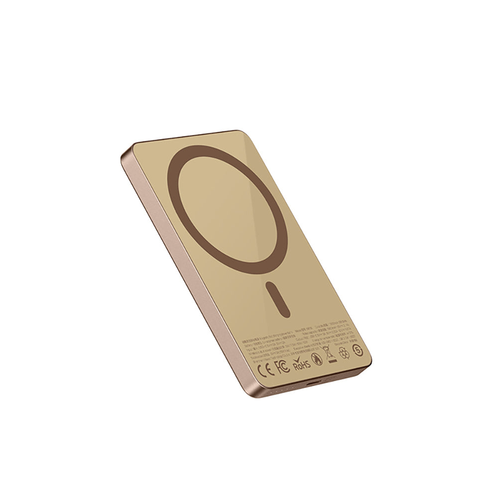 Recci RP35 PD 20W Led Göstergeli Hızlı Şarj Özellikli Wireless Powerbank 15W 10000mAh Gold