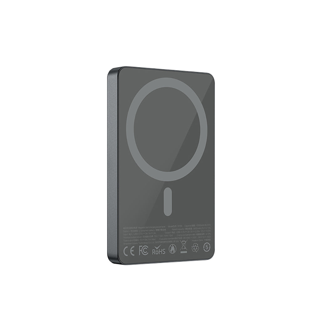 Recci RP35 PD 20W Led Göstergeli Hızlı Şarj Özellikli Wireless Powerbank 15W 10000mAh Gri