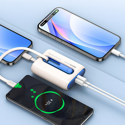 Recci RPB-P12C PD 20W Askı İpli Hızlı Şarj Özellikli Type-C Kablolu Powerbank 22.5W 10.000mAh Bej