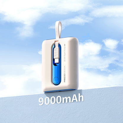 Recci RPB-P12C PD 20W Askı İpli Hızlı Şarj Özellikli Type-C Kablolu Powerbank 22.5W 9000mAh Beyaz