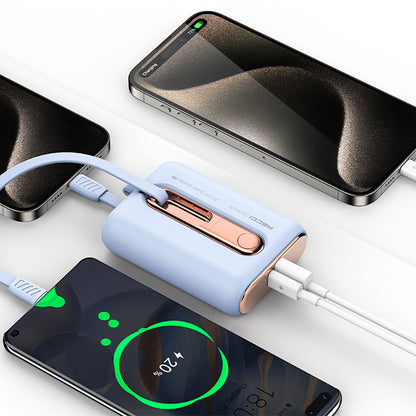 Recci RPB-P12C PD 20W Askı İpli Hızlı Şarj Özellikli Type-C Kablolu Powerbank 22.5W 9000mAh Mavi
