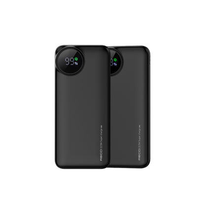 Recci RPB-P48 PD 20W Dijital LED Göstergeli Hızlı Şarj Özellikli Taşınabilir Powerbank 22.5W 10000mAh Siyah