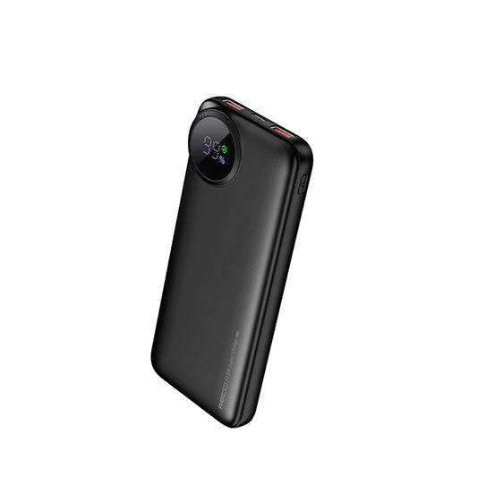Recci RPB-P48 PD 20W Dijital LED Göstergeli Hızlı Şarj Özellikli Taşınabilir Powerbank 22.5W 10000mAh Siyah