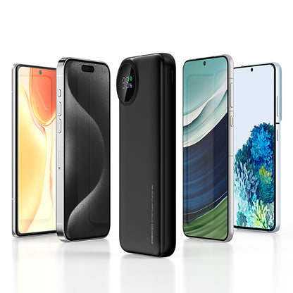 Recci RPB-P48 PD 20W Dijital LED Göstergeli Hızlı Şarj Özellikli Taşınabilir Powerbank 22.5W 10000mAh Krem