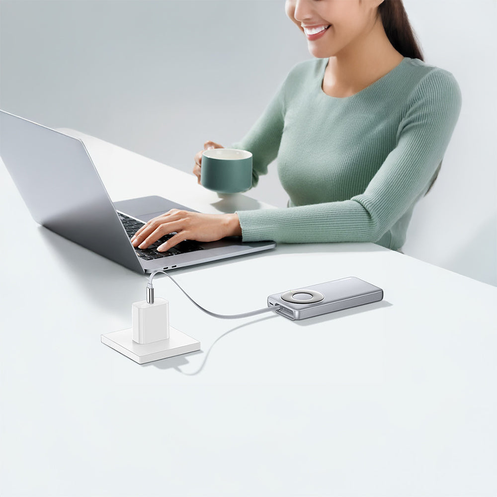 Recci RPB-P58 PD Hızlı Şarj Özellikli Type-C Kablolu Powerbank 22.5W 10.000mAh Gri