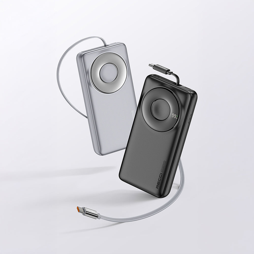 Recci RPB-P72 Hızlı Şarj Özellikli Type-C Kablolu Powerbank 65W 20.000mAh Siyah