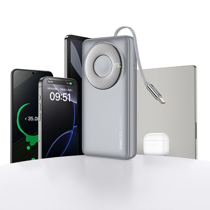 Recci RPB-P72 Hızlı Şarj Özellikli Type-C Kablolu Powerbank 65W 20.000mAh Gri