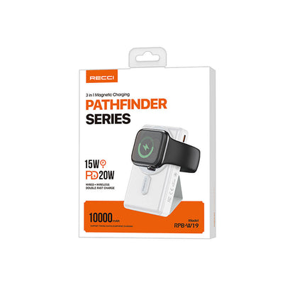 Recci RPB-W19 Standlı M-safe Şarj Özellikli Powerbank 10.000mAh Siyah