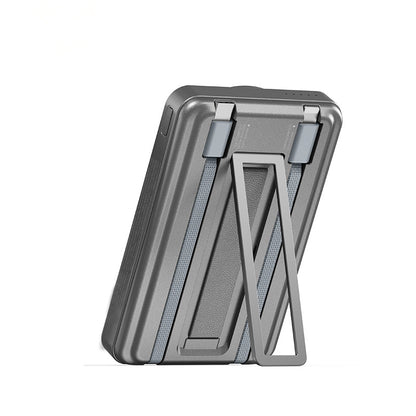 Recci RPB-W23 PD 20W Led Göstergeli Standlı Kablosuz Şarj Özellikli Type-C ve Lightning Kablolu Powerbank 15W 10000mAh Gold