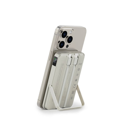 Recci RPB-W27 Galaxy Serisi Dijital LED Göstergeli Kablosuz Şarj Özellikli Type-C ve Lightning Kablolu Powerbank 20W 10.000mAh Siyah