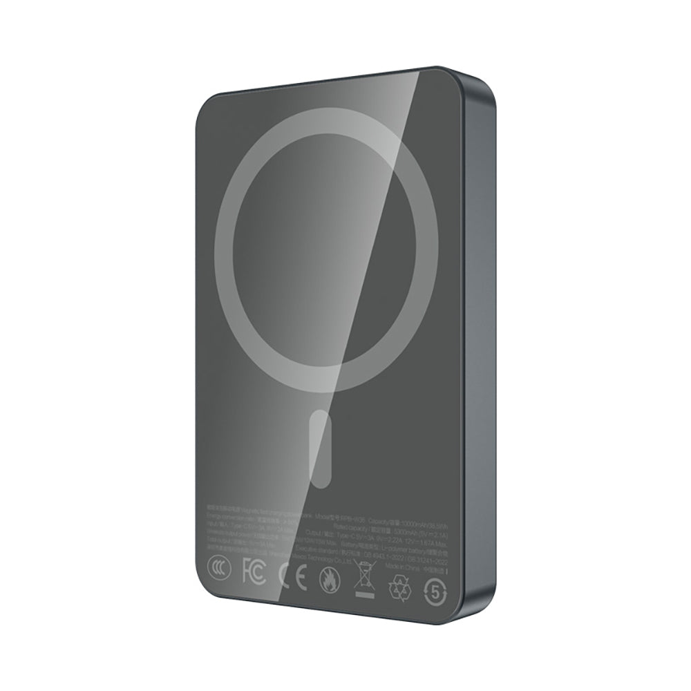 Recci RPB-W36 Ultra İnce PD 20W Hızlı Şarj Özellikli Wireless Powerbank 15W 10000mAh Gri