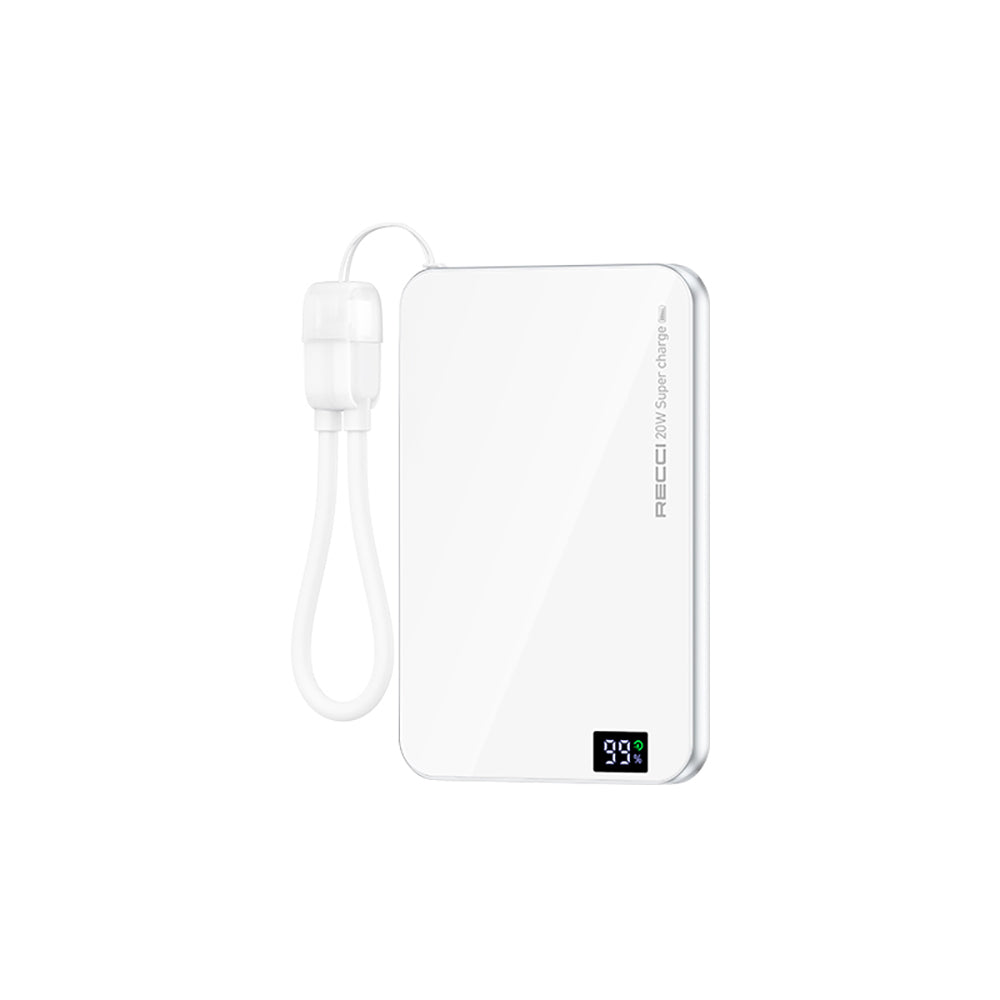 Recci RPB-W41 PD 20W Ultra İnce Hızlı Şarj Özellikli Type-C Kablolu Powerbank 15W 5000mAh
