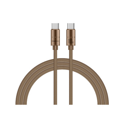 Recci RS08CC Warrior Serisi Type-C to Type-C 100W Hızlı Şarj Özellikli Data ve Şarj Kablosu 1.2M Desert Gold