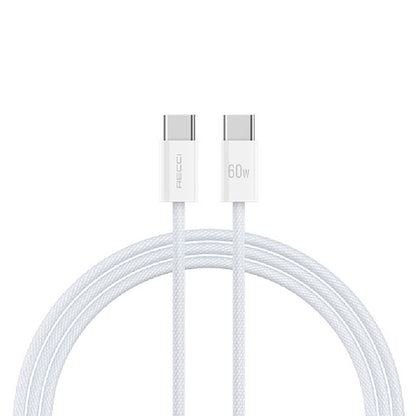 Recci RS13CC Nature Serisi 60W Hızlı Şarj Özellikli Type-C To Type-C PD Kablo 1.2M Beyaz