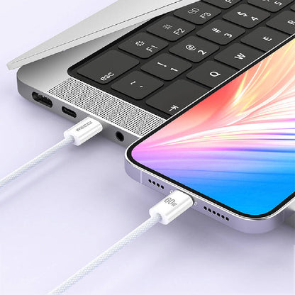 Recci RS15CC Nature Serisi 60W Hızlı Şarj Özellikli Type-C To Type-C PD Kablo 2M Beyaz