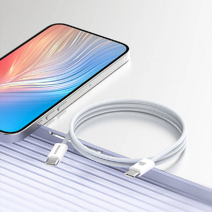 Recci RS15CC Nature Serisi 60W Hızlı Şarj Özellikli Type-C To Type-C PD Kablo 2M Beyaz