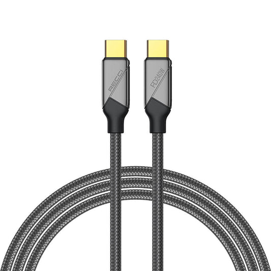 Recci RS18CC Voyage Serisi Type-C to Type-C PD 240W Hızlı Şarj Özellikli Data ve Şarj Kablosu 1.5M Siyah