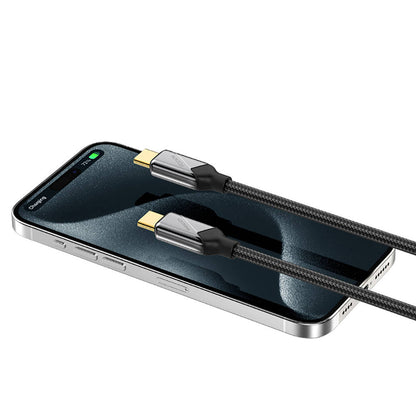 Recci RS18CC Voyage Serisi Type-C to Type-C PD 240W Hızlı Şarj Özellikli Data ve Şarj Kablosu 1.5M Siyah