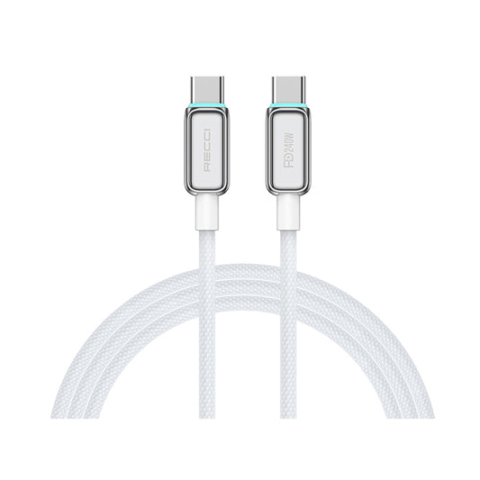 Recci RS42CC Lamp Display Serisi Type-C to Type-C PD 240W Hızlı Şarj Özellikli Data ve Şarj Kablosu 1.5M Siyah