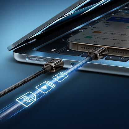 Recci RS42CC Lamp Display Serisi Type-C to Type-C PD 240W Hızlı Şarj Özellikli Data ve Şarj Kablosu 1.5M Siyah