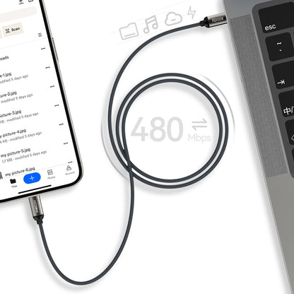 Recci RS45CC Type-C to Type-C PD 100W Örgü Tasarımlı Hızlı Şarj Özellikli Data ve Şarj Kablosu 1M Gri