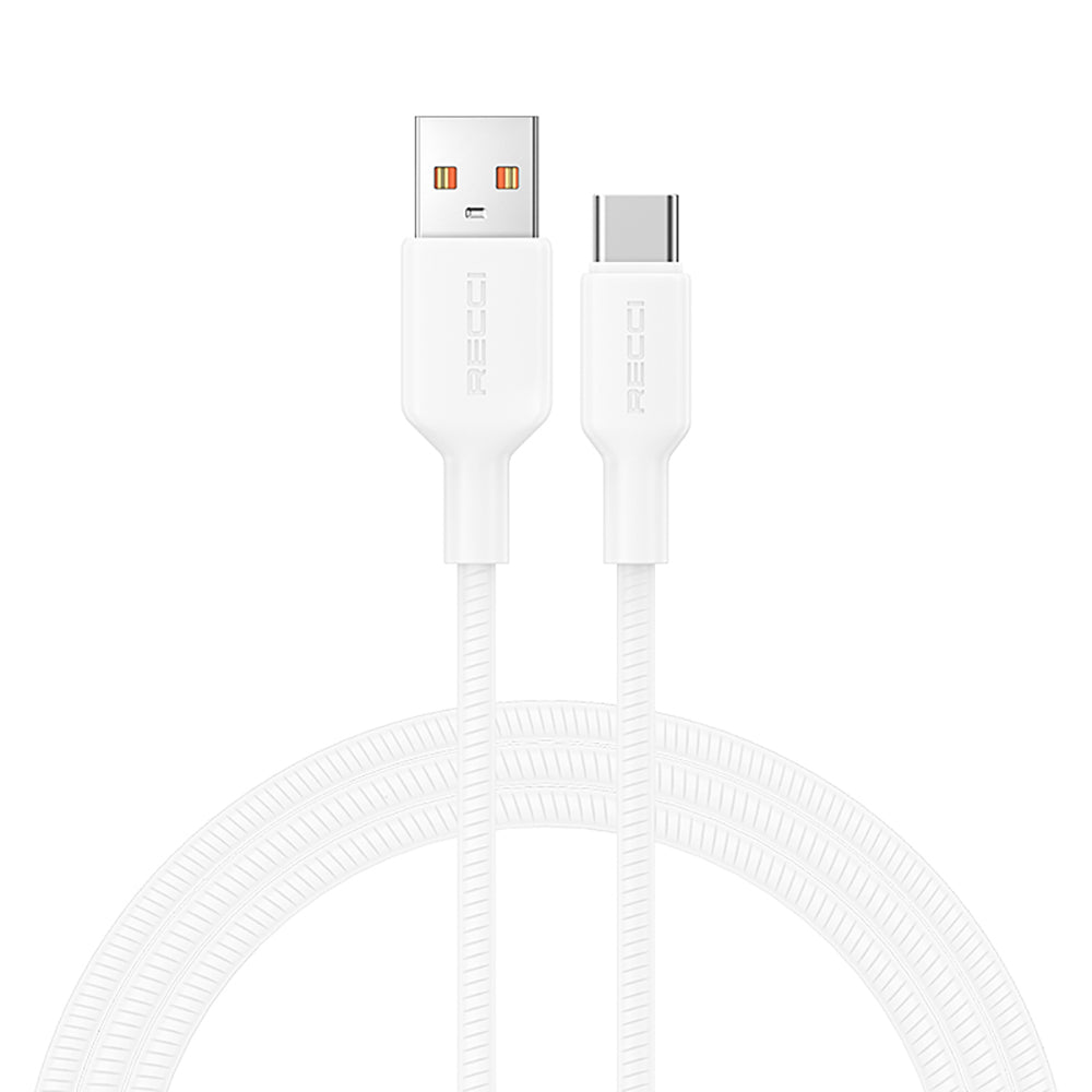 Recci RS46C USB-A to Type-C 2.4A Hızlı Şarj Özellikli Data ve Şarj Kablosu 100W 1.2M Beyaz