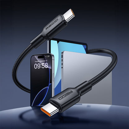 Recci RS46CC Type-C to Type-C PD 65W Hızlı Şarj Özellikli Data ve Şarj Kablosu 1.2M Siyah