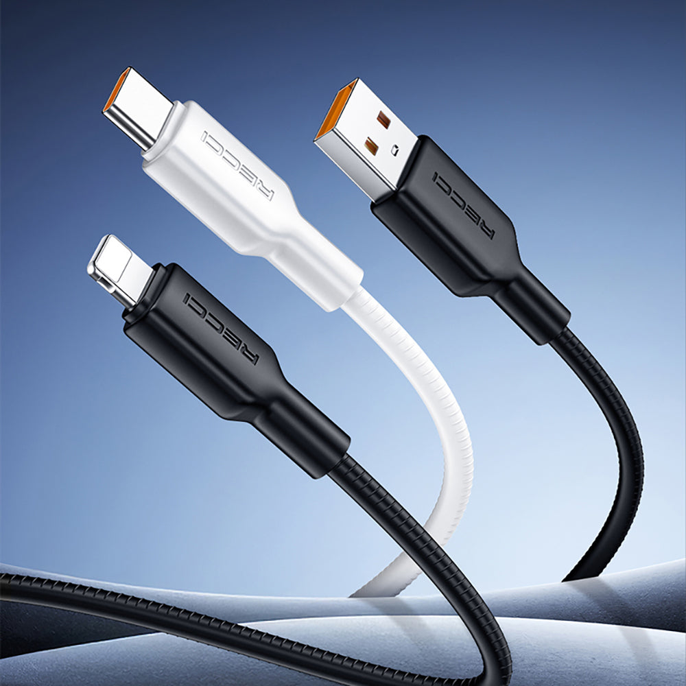 Recci RS46CL Type-C to Lightning PD 30W Hızlı Şarj Özellikli Data ve Şarj Kablosu 1.2M Siyah