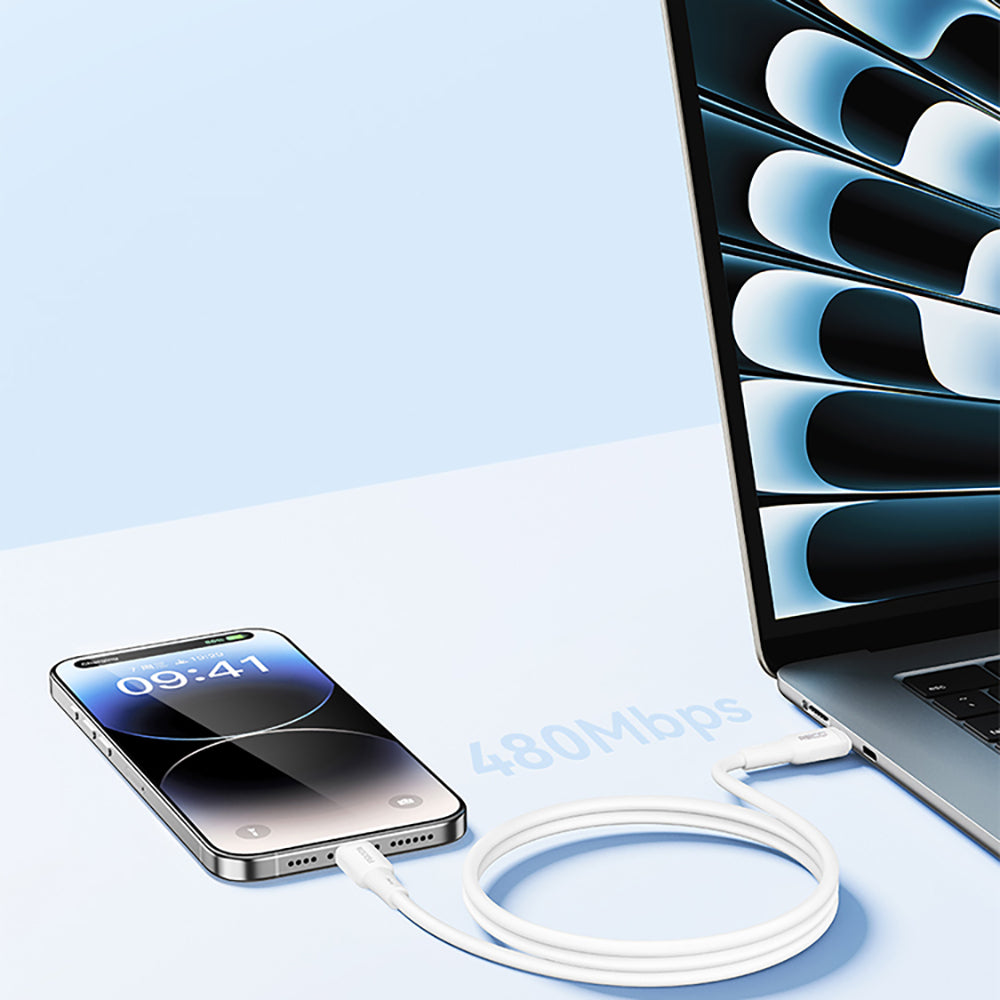 Recci RS52CC Type-C to Type-C PD Hızlı Şarj Özellikli Data ve Şarj Kablosu 65W 1M Beyaz