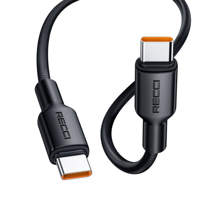 Recci RS56CC Type-C to Type-C PD Hızlı Şarj Özellikli Data ve Şarj Kablosu 100W 1.2M Siyah