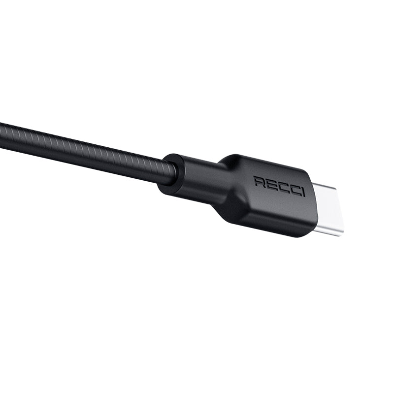Recci RS56CC Type-C to Type-C PD Hızlı Şarj Özellikli Data ve Şarj Kablosu 100W 1.2M Siyah