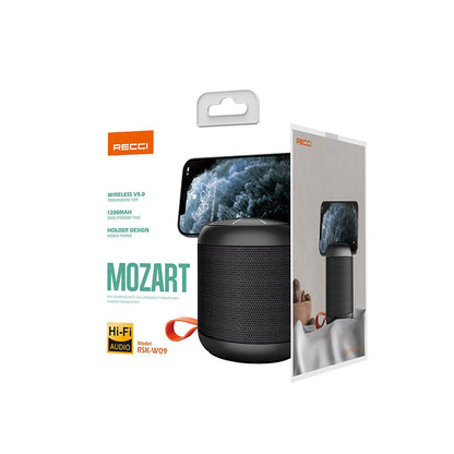 Recci RSK-W09 Mozart Serisi Hi-Fi Askılı Telefon Tutuculu Wireless Bluetooth 5.0 Speaker Hoparlör 1200mAh Koyu Yeşil